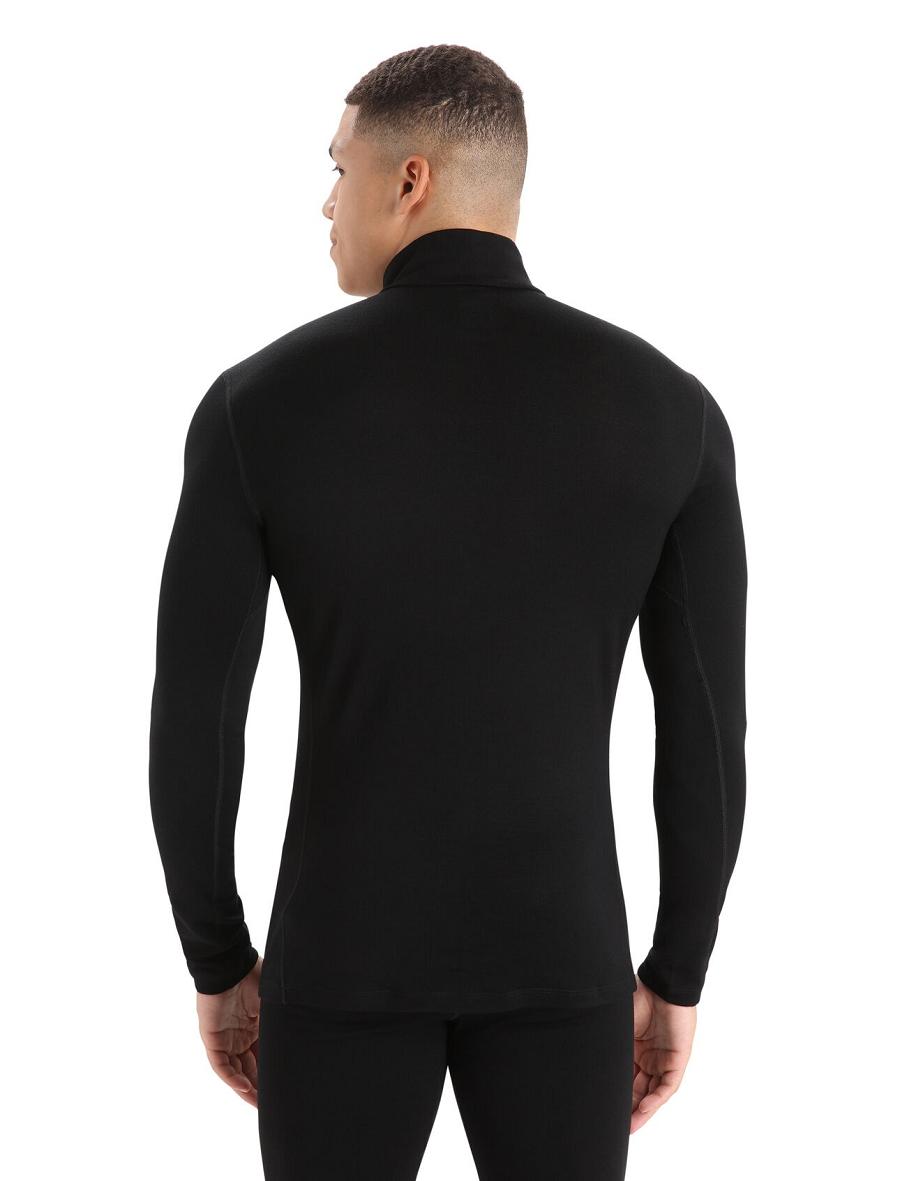 Black Icebreaker Merino 260 Tech Long Sleeve Half Zip Thermal Top Men's Base Layers | AU 1387UZGT